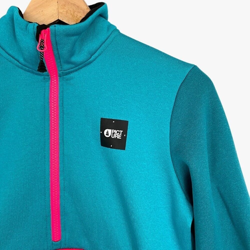 Picture Organic 1/2 Zip Tahita Grid Fleece Pullover Blue Size S Long Sleeve - Picture 3 of 7